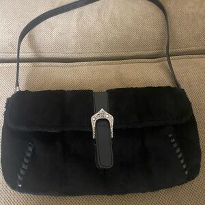 Vintage COUTURE DONALD J PLINER Black Faux Fur Shoulder Bag Made in Italy